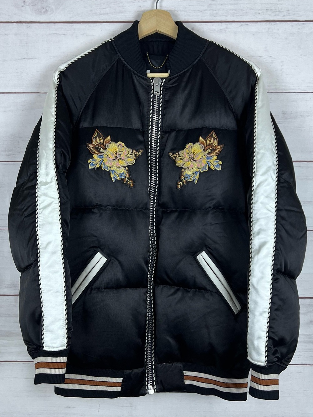 Coach Eagle Souvenir Satin Puffer Coat Jacket Size 0 Women’s Goose Down